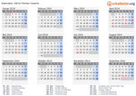 Kalender 2014 mit Ferien und Feiertagen Färöer Inseln