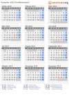 Kalender 2014 mit Ferien und Feiertagen Großbritannien