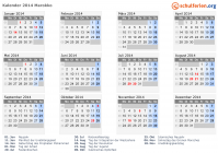 Kalender 2014 mit Ferien und Feiertagen Marokko