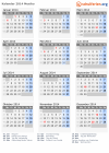 Kalender 2014 mit Ferien und Feiertagen Mexiko