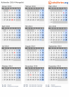 Kalender 2014 mit Ferien und Feiertagen Mongolei