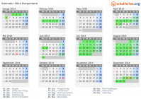 Kalender 2014 mit Ferien und Feiertagen Burgenland