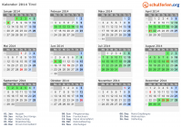 Kalender 2014 mit Ferien und Feiertagen Tirol