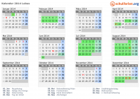 Kalender 2014 mit Ferien und Feiertagen Lebus