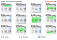 Kalender 2014 mit Ferien und Feiertagen Appenzell Ausserrhoden