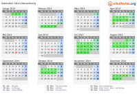 Kalender 2014 mit Ferien und Feiertagen Neuenburg