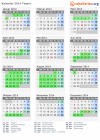 Kalender 2014 mit Ferien und Feiertagen Tessin