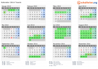 Kalender 2014 mit Ferien und Feiertagen Tessin