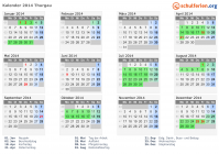 Kalender 2014 mit Ferien und Feiertagen Thurgau