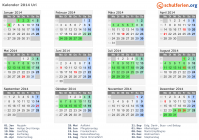 Kalender 2014 mit Ferien und Feiertagen Uri