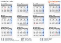 Kalender 2014 mit Ferien und Feiertagen Sudan