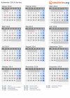 Kalender 2014 mit Ferien und Feiertagen Syrien