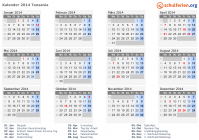 Kalender 2014 mit Ferien und Feiertagen Tansania