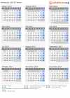Kalender 2014 mit Ferien und Feiertagen Türkei