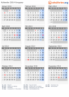 Kalender 2014 mit Ferien und Feiertagen Uruguay