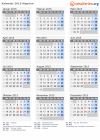 Kalender 2015 mit Ferien und Feiertagen Algerien