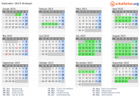 Kalender 2015 mit Ferien und Feiertagen Brüssel