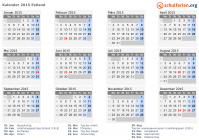 Kalender 2015 mit Ferien und Feiertagen Estland