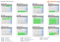 Kalender 2015 mit Ferien und Feiertagen Amiens