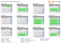 Kalender 2015 mit Ferien und Feiertagen Clermont-Ferrand