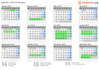 Kalender 2015 mit Ferien und Feiertagen Groningen