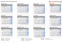 Kalender 2015 mit Ferien und Feiertagen Niederlande