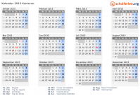 Kalender 2015 mit Ferien und Feiertagen Kamerun