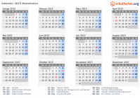 Kalender 2015 mit Ferien und Feiertagen Nordmazedonien