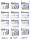 Kalender 2015 mit Ferien und Feiertagen Montenegro
