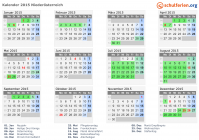 Kalender 2015 mit Ferien und Feiertagen Niederösterreich