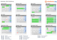 Kalender 2015 mit Ferien und Feiertagen Salzburg