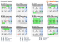 Kalender 2015 mit Ferien und Feiertagen Wien