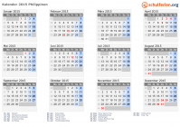 Kalender 2015 mit Ferien und Feiertagen Philippinen