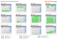 Kalender 2015 mit Ferien und Feiertagen Ermland-Masuren