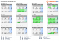 Kalender 2015 mit Ferien und Feiertagen Heiligkreuz