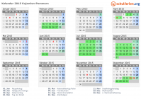 Kalender 2015 mit Ferien und Feiertagen Kujawien-Pommern