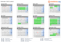 Kalender 2015 mit Ferien und Feiertagen Lodsch