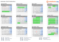 Kalender 2015 mit Ferien und Feiertagen Podlachien