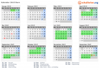 Kalender 2015 mit Ferien und Feiertagen Bern