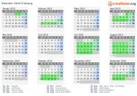 Kalender 2015 mit Ferien und Feiertagen Freiburg