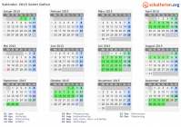 Kalender 2015 mit Ferien und Feiertagen Sankt Gallen