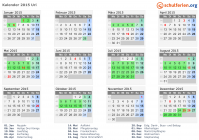 Kalender 2015 mit Ferien und Feiertagen Uri