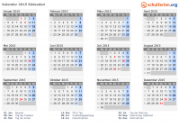Kalender 2015 mit Ferien und Feiertagen Südsudan