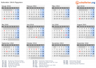 Kalender 2016 mit Ferien und Feiertagen Ägypten