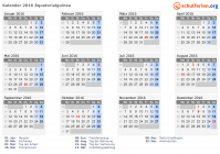 Kalender 2016 mit Ferien und Feiertagen Äquatorialguinea