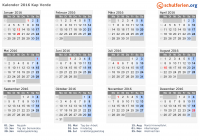 Kalender 2016 mit Ferien und Feiertagen Kap Verde