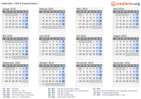 Kalender 2016 mit Ferien und Feiertagen Kasachstan