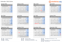 Kalender 2016 mit Ferien und Feiertagen Kuba