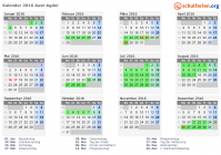 Kalender 2016 mit Ferien und Feiertagen Aust-Agder