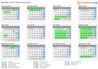 Kalender 2016 mit Ferien und Feiertagen Niederösterreich